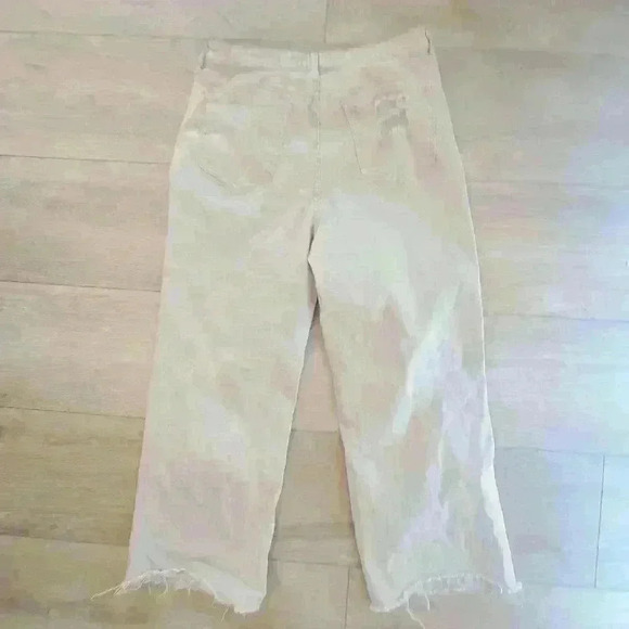 Abound Jeans 32 Wide Leg Baggy Cream Wash Raw Hem - Picture 2 of 7